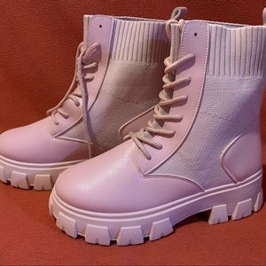 🌸pastel pink platform combat boots🌸